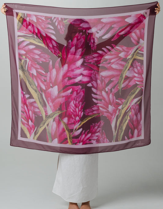 Pañuelo Flor de Fuego en Gasa Couture